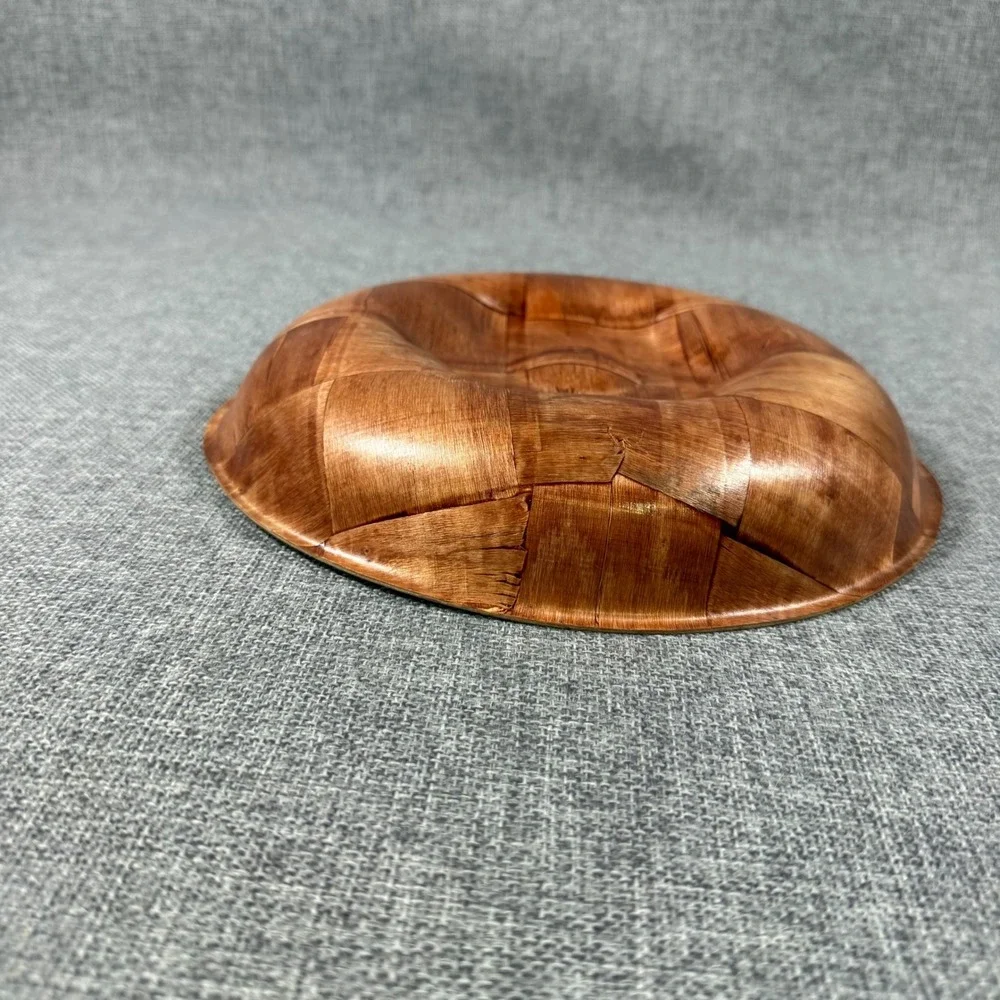 VTG MCM Eez Woven Wood Chip & Dip Bowl Tray Taiwan 10